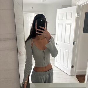 Zara Light Gray Ribbed Bolero and Tank Set